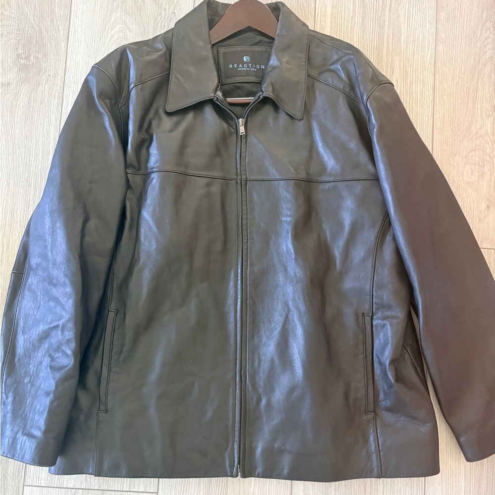 Kenneth Cole Reaction Black Leather Jacket Men’s Size XXL